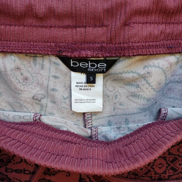 bebe Sport Bandana Print Logo Jogger Activewear Paisley Boho  Size Small - Picture 9 of 10